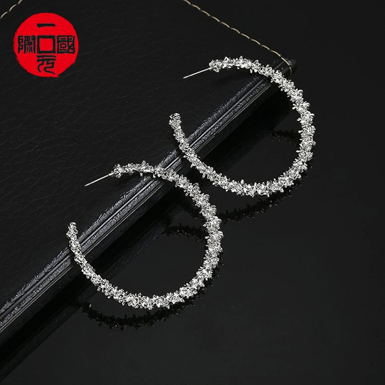 

Onedollar Hot sale big circle earrings fashion trend diamond star moon