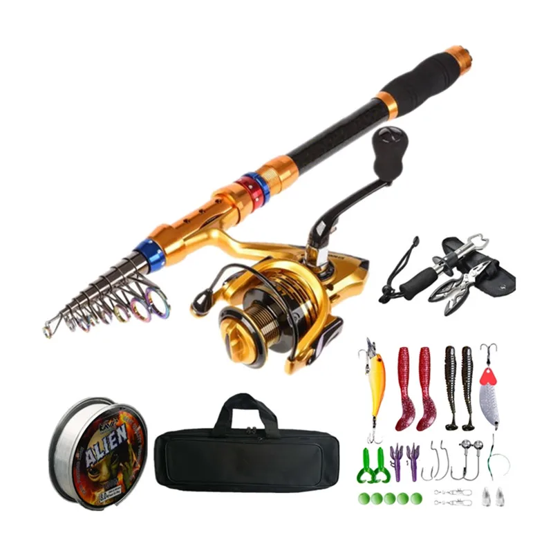 

SNEDA 1.8/2.1/2.4/2.7/3/3.6m Carbon Fishing Rod and 4000 Series Reel Combo 25 Mixed Fishing Lure Set Vara De Pesca