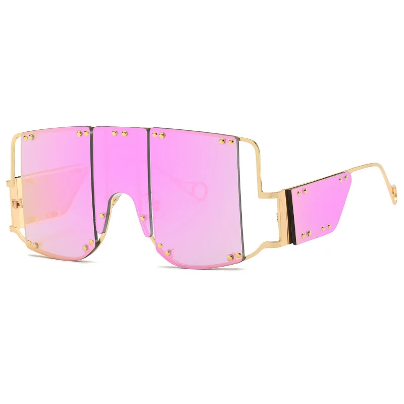 

16104 New big frame conjoined body sun glasses designer female restore ancient ways much rivet punk sunglasses, Custom colors