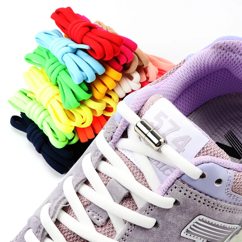Lazy Metal Matte No Tie Shoelace Capsule Lock with No Tie Flat Elastic Shoelace Lazy Elastic Flat Shoelaces