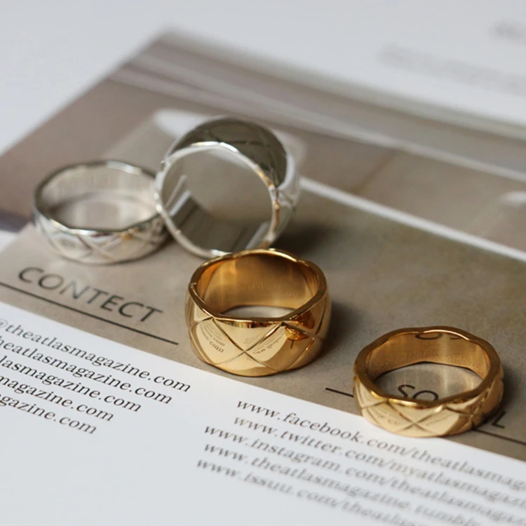 

Wholesale Custom Fashion Women Gold Jewelry Stainless Steel Ring, Gold color