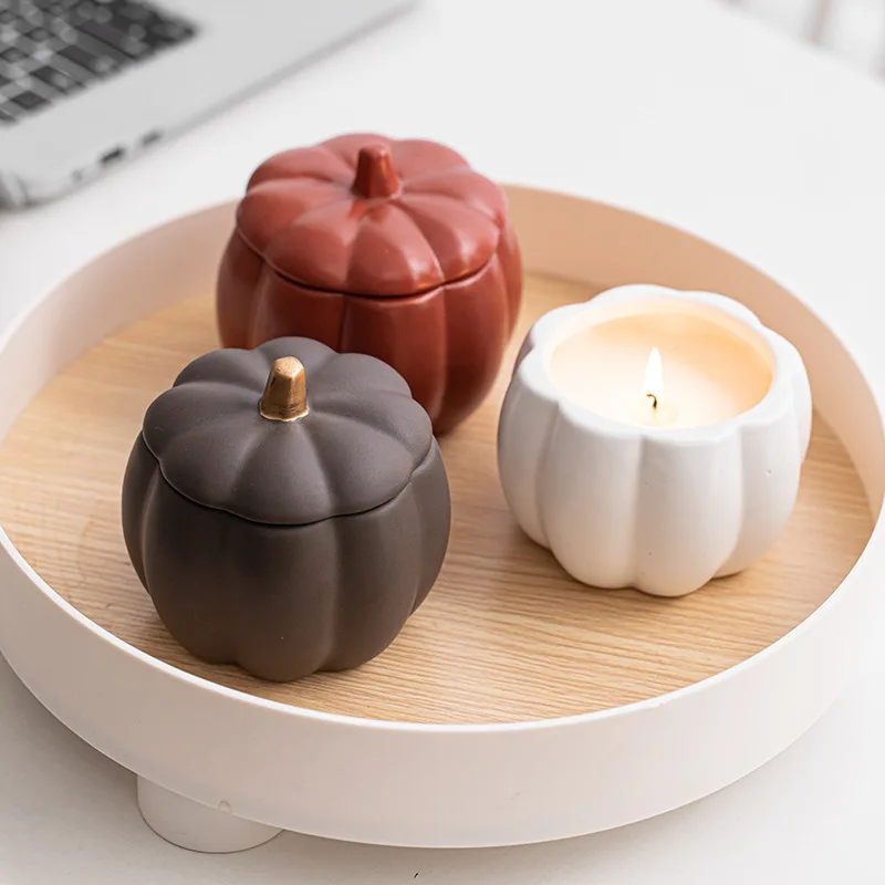 

American ceramic pumpkin Cup candle jar Candlestick home decoration ornaments gift