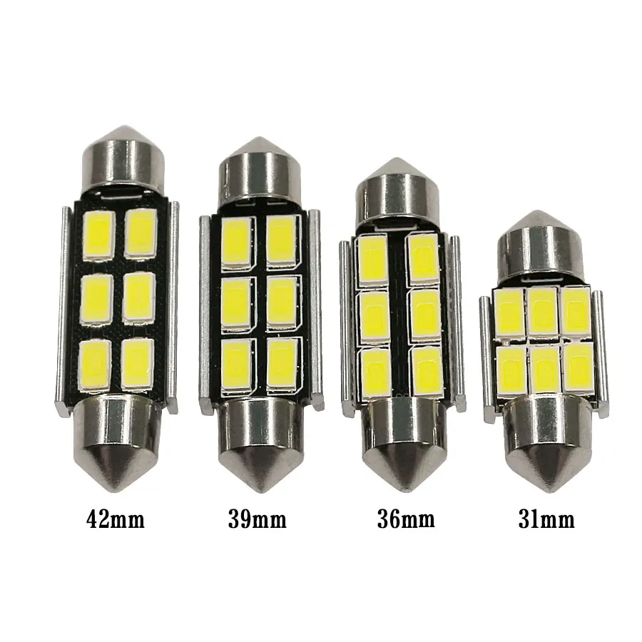 

Super Bright Festoon CANBUS 31/36/39/41mm C5W ERROR FREE 5630 6 LED SMD Interior White Dome Light Source Roof Bulbs