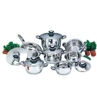 

Hot Wholesale 12 Pcs Stainless Steel Belly Body Shape Cookware Set With Glass Lid