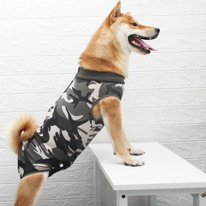 

High-elastic Fabric Dog Recovery Suit Puppy Medical Surgical Clothes Dog Sleeveless Bodysuit Vest, 1-2#