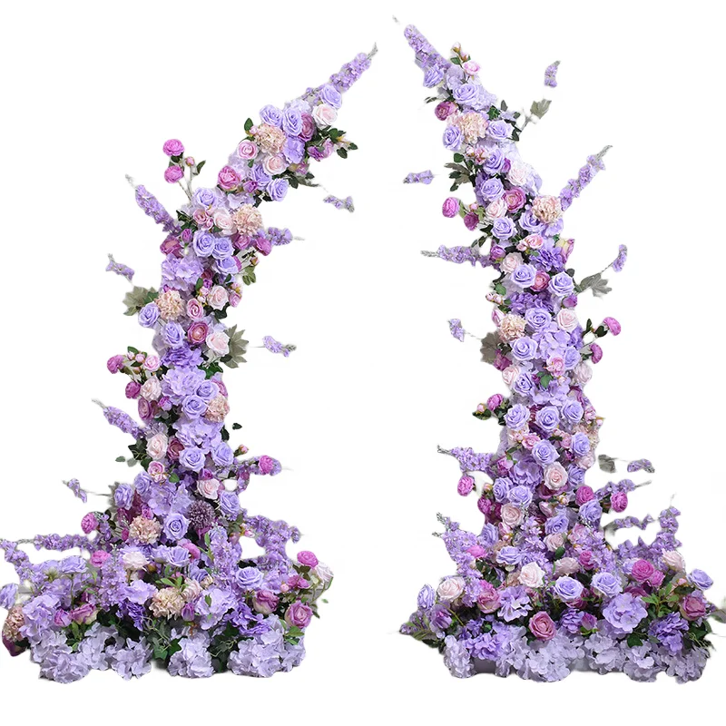High Quality Purple Flower Arch Silk Artificial Wedding Arch Flower for Stage Flower Arrangement