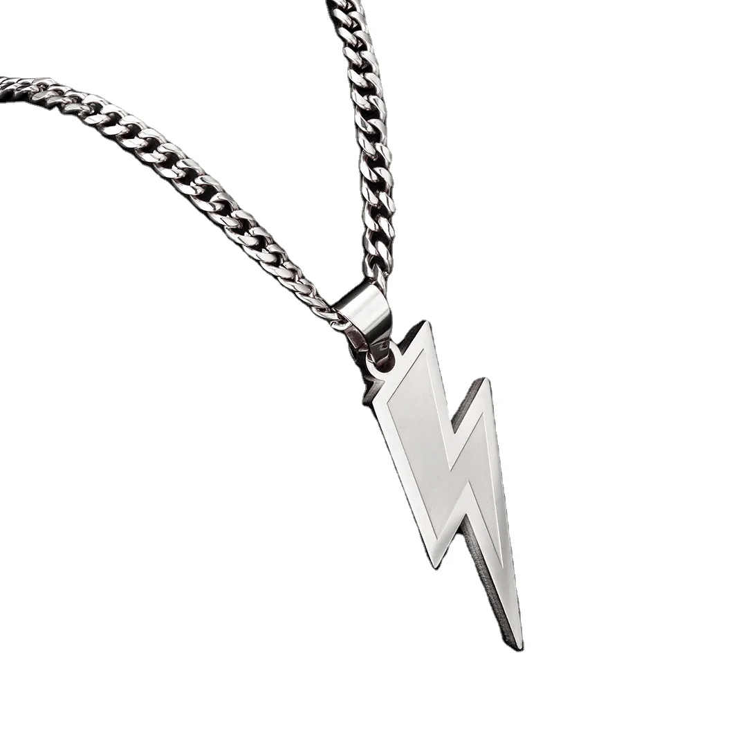 

Fashion 22inches White 18k Gold Plated 316L Alloy Stainless Steel Lightning Necklace Pendant