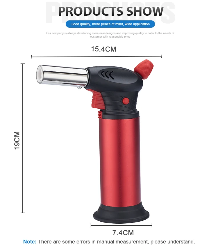 Butane Gas Blow Torch Refillable Flamethrower Camping Flame Safety Lock Red