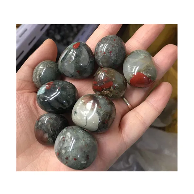 

Natural quartz spiritual healing stones bloodstone bulk tumbled stone for sale