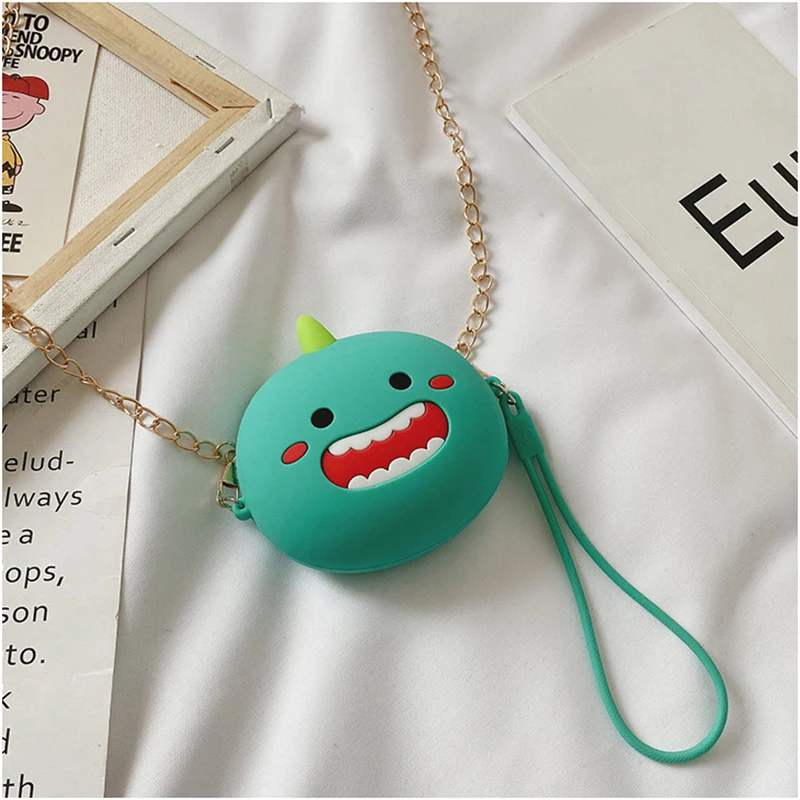 

Q UNCLE Cartoon Silicone Coin Purse Chain Mini Crossbody Bags Gray Cute Kawaii Wallet Pouch Fashion Headphone Key Storage Pocket, Any pantone is available.