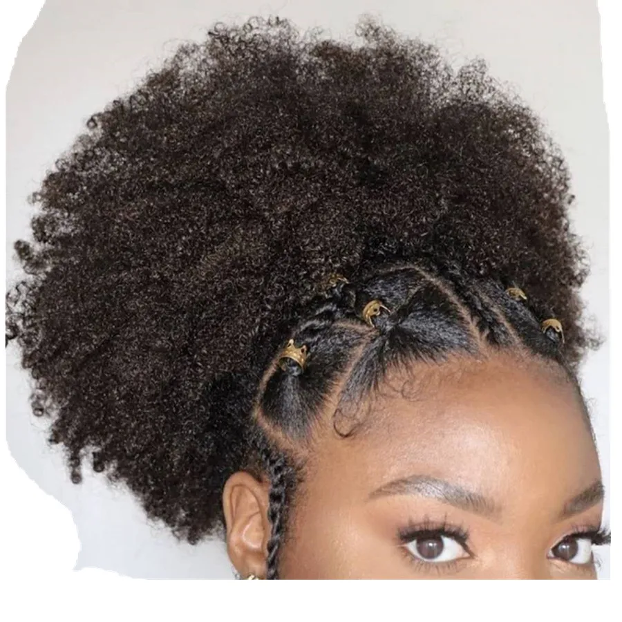 

4C Natural puff Clip in Human Hair Drawstring Ponytail , Human Hair Ponytail 120g