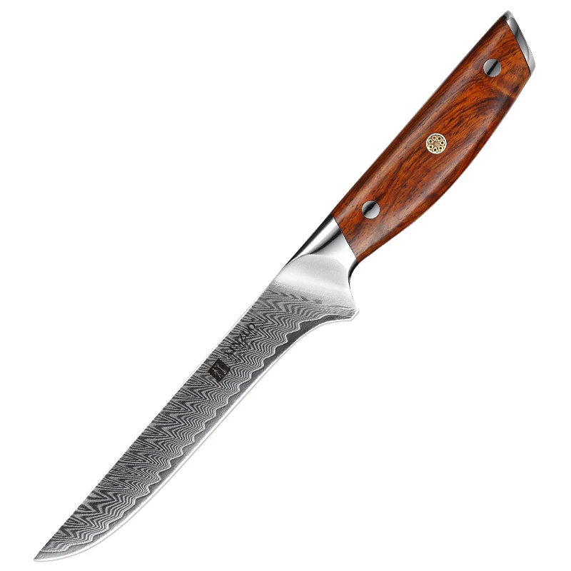 

67 Layers Damascus Carbon Steel Daily Kitchen Cut Usage Rosewood Handle 6 Inch Sharp Kitchen Boning Knife