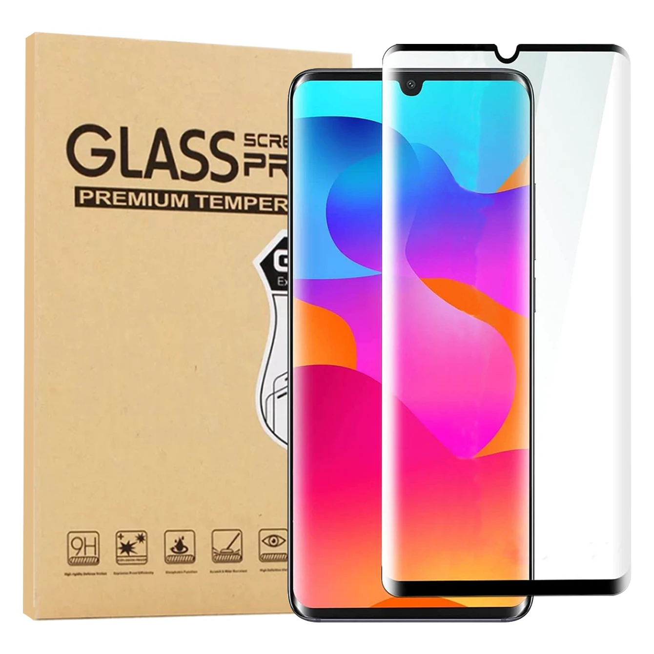 

Bubble Free 3D Full Coverage 9H Hardness Tempered Glass Screen Protector for TCL 10 Pro Plus, Black