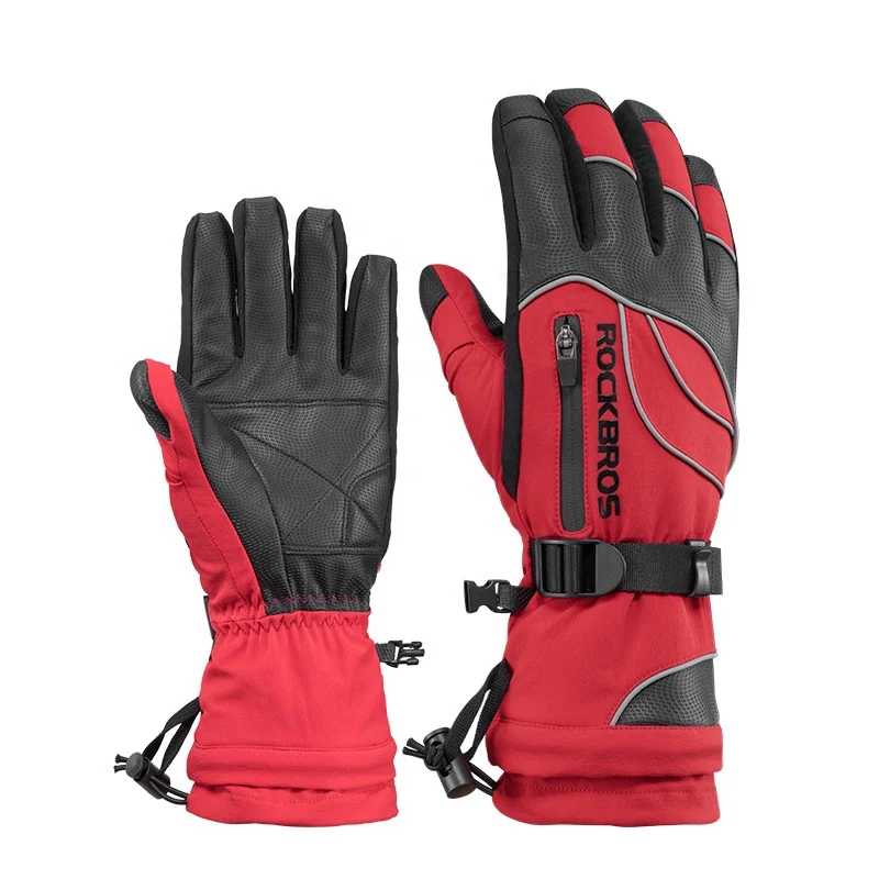 

CBR ODM S133 Lycra Sponge Winter Warm Motorcycle Waterproof Snowboard Skating Sports Skiing Mittens Gloves, Black, gray, red