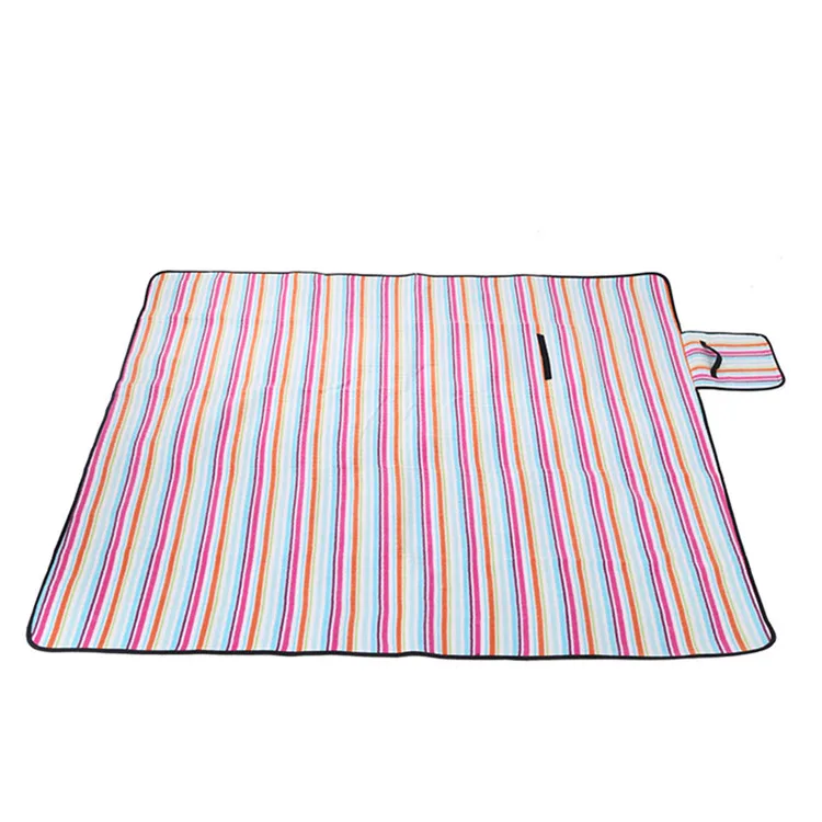 

Outdoor Travel Beach Picnic Blanket Waterproof, Blue, pink, gray,stripe