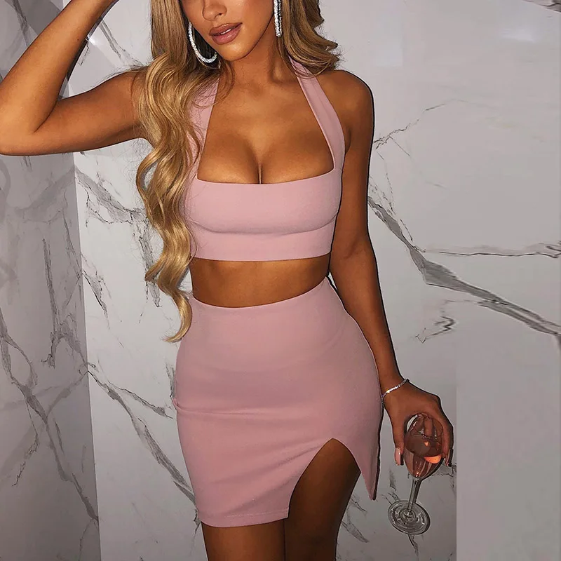 

Skirt And Top Set Womens Backless Bodycon Skirt Sets Women 2 Piece Outfits Sexy Women Clothing 2020