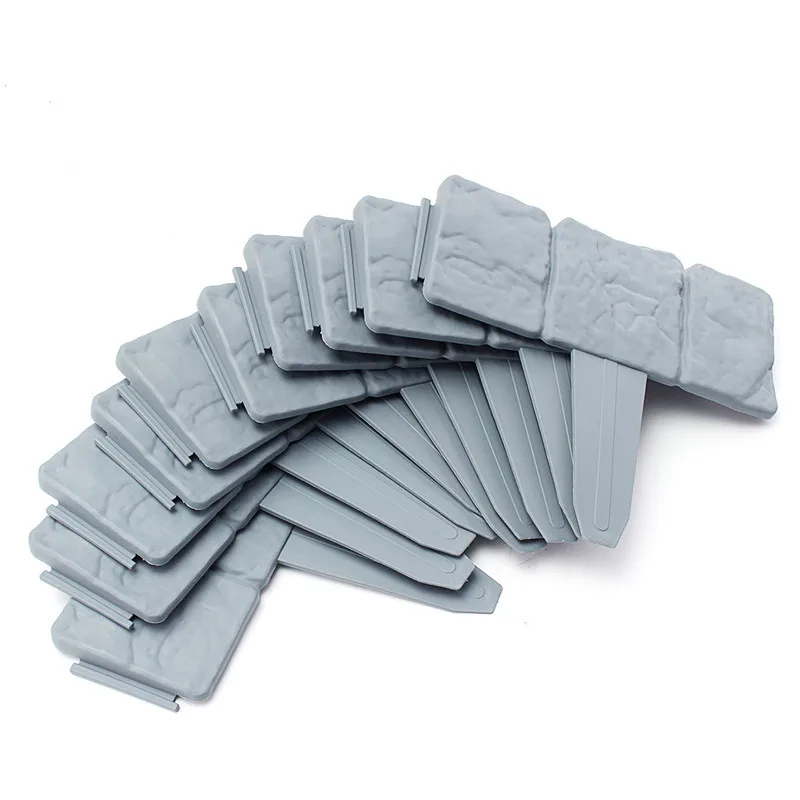 

Plastic Garden Fence Edging Border Insert Ground Fences Lawn Border, Grey/red