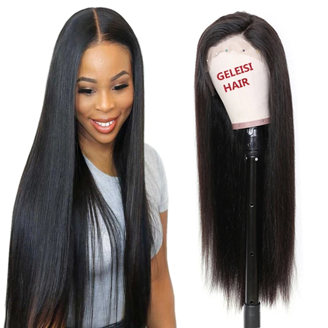 

Natural Black Color Brazilian Hair Full Cuticle Aligned Virgin Brazilian Human Hair Swiss Straight Lace Wig With Baby Hair