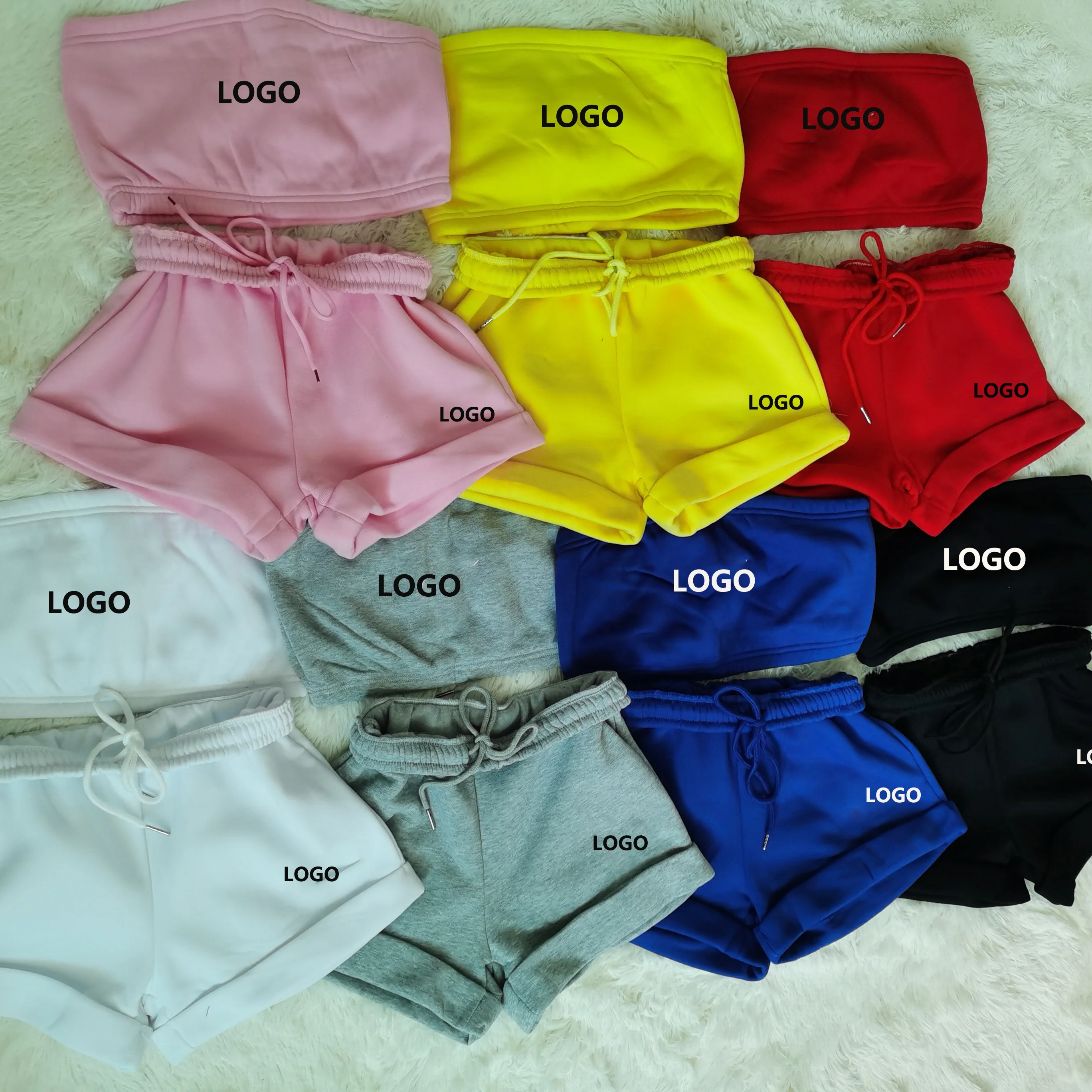 

2021 Summer logo printed women shorts tracksuits 2 Piece Set crop top cotton Jogging Suits Women's joggers two Piece track suits, Customized color