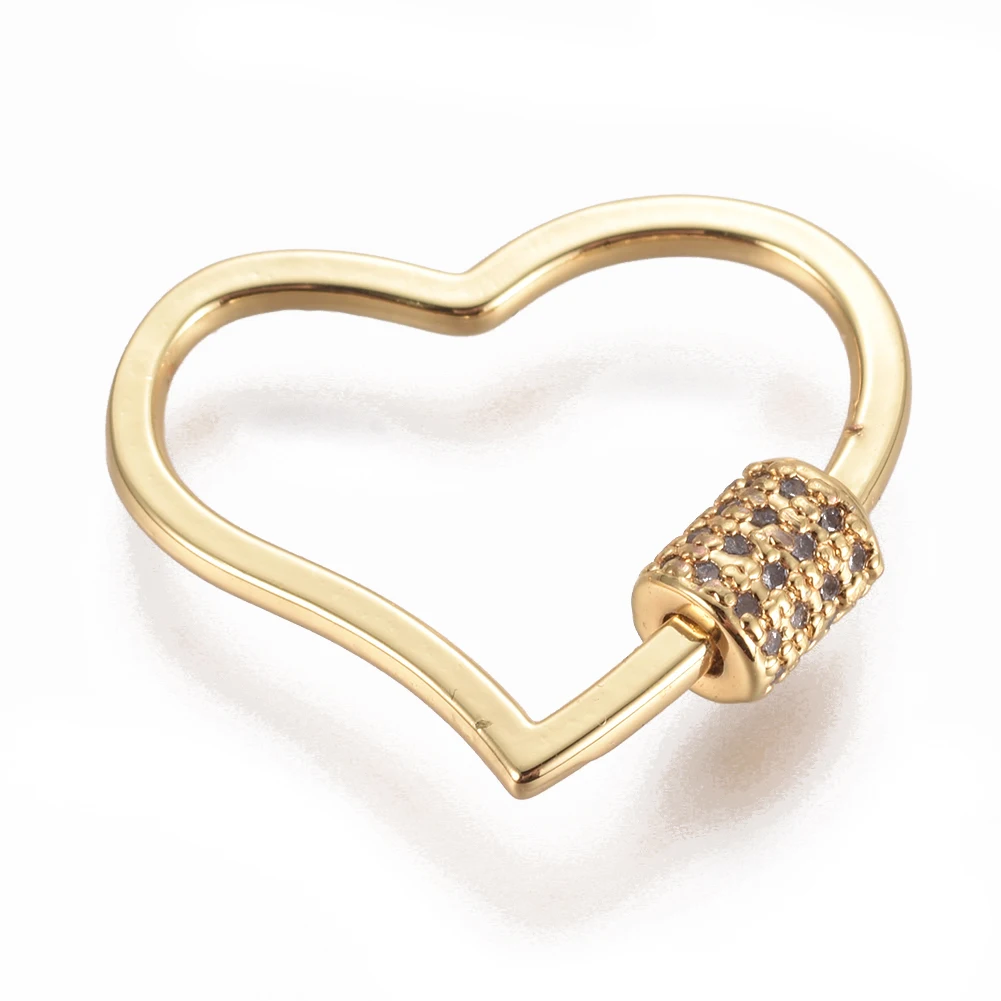 

PandaHall Heart Shape Brass Locking Carabiner Keychain For Jewelry Making