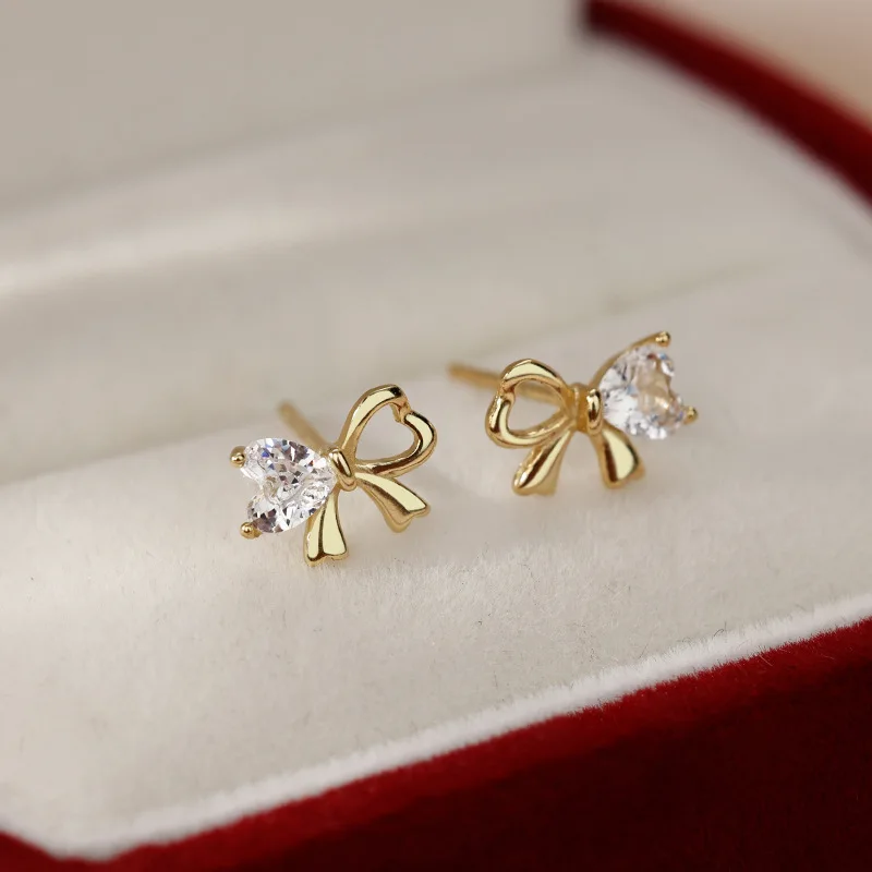 Wholesale 925 Silver Fashion Earrings Jewelry 925 Sterling Silver Bowknot Stud Earring Simple Versatile Earring for Women