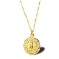 

Fashion Retro Round Stainless Steel Gold Plated Coin Necklace