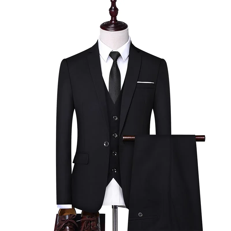 

designs wedding best trendy high class business 3 piece black suit for men fashion business man suit