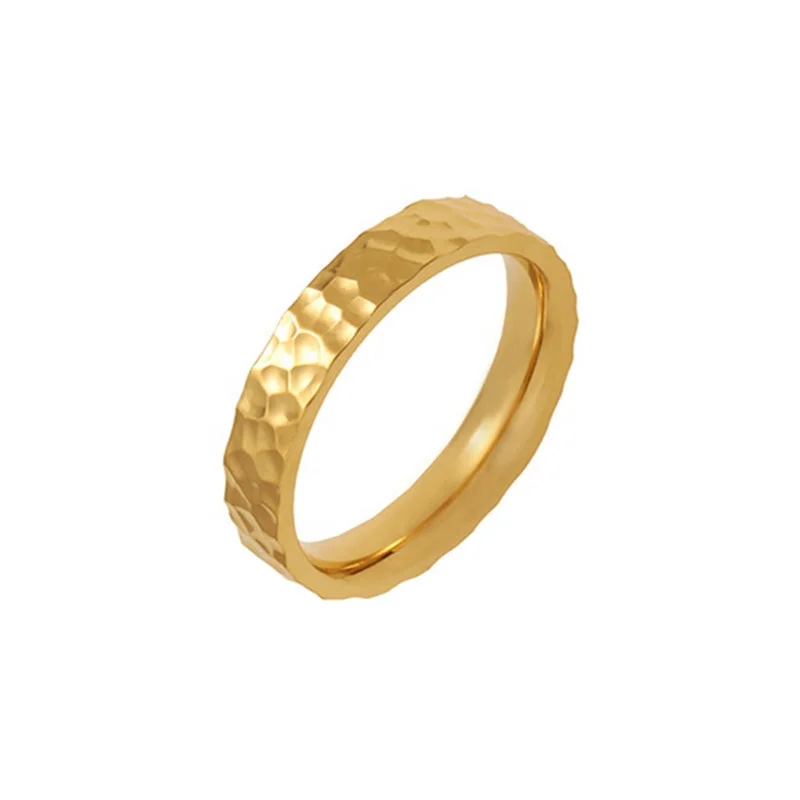 

Minimalist Jewelry 18K Gold Plated Stainless Steel For Women Fashion Jewelry Non Tarnish Hypoallergenic Hammer Rings