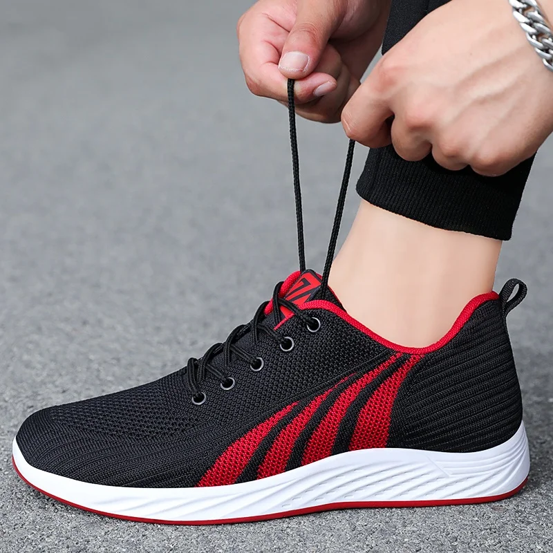 

Men's lace up running tennis sneakers casual shoes sport shoe men fashion sneakers men office shoes chaussures homme, Gray/red