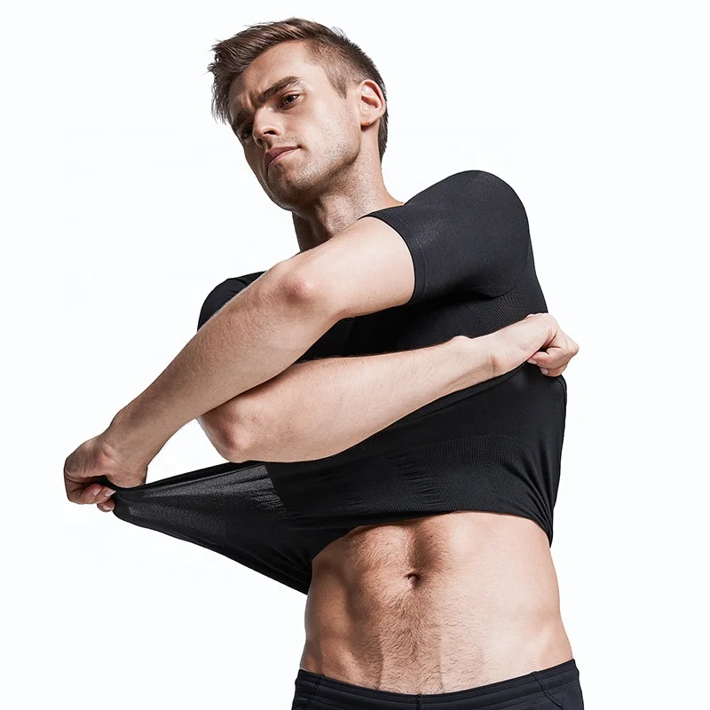 

Factory Wholesale Mens Body Shaper Compression Slimming Belly Control T Shirt