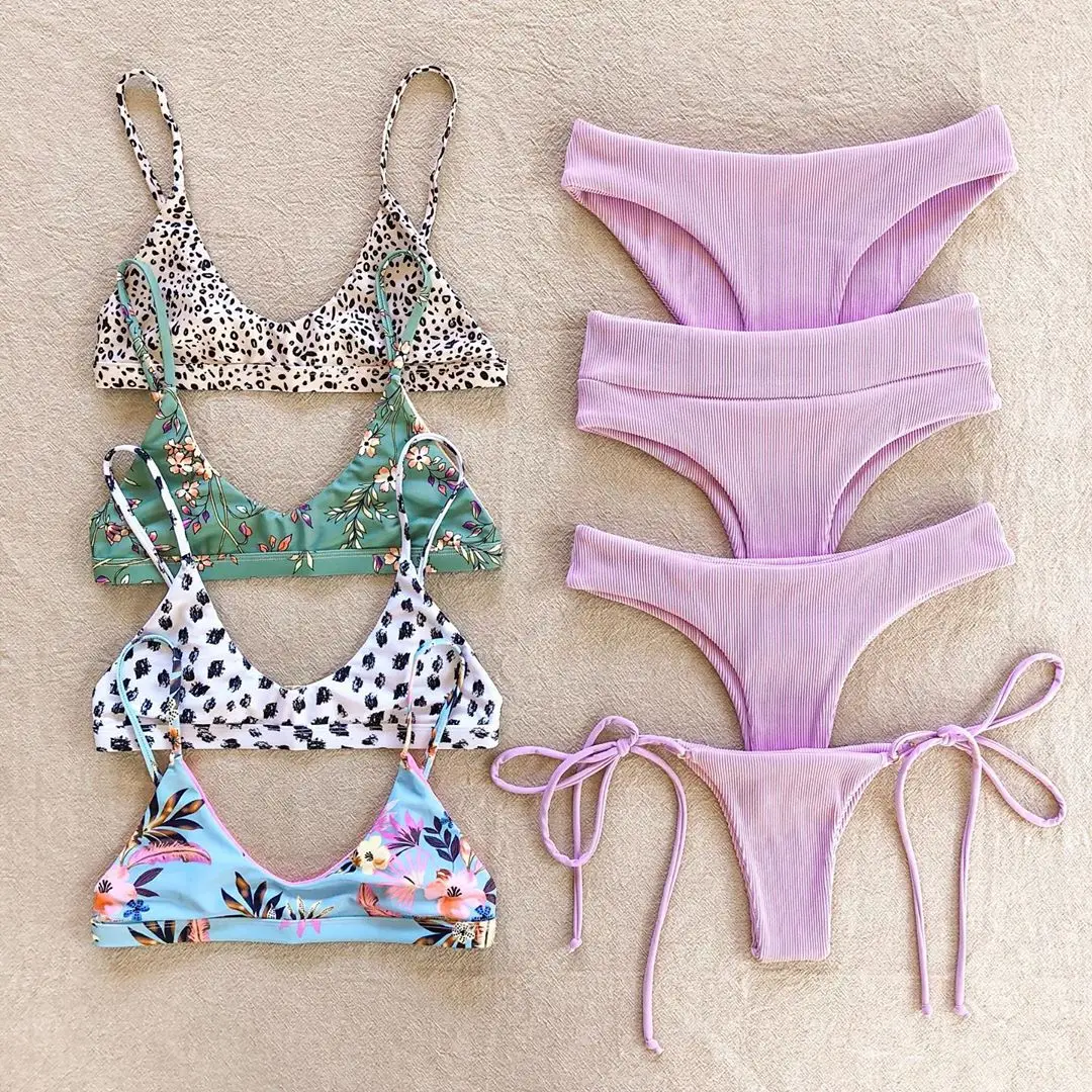 

2021 plus size custom sexy bikini thong swimwear, Custom color