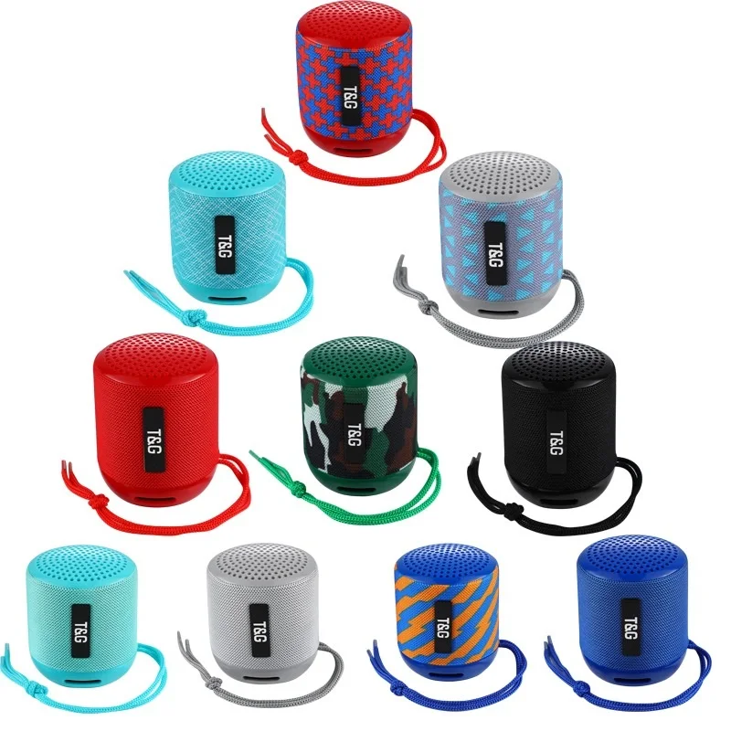 

T&G TG129 Mini Speaker Portable Fabric Wireless Loudspeaker Small Outdoor Camping Driving Subwoofer Speakers, Black, green, blue, pink,,yellow