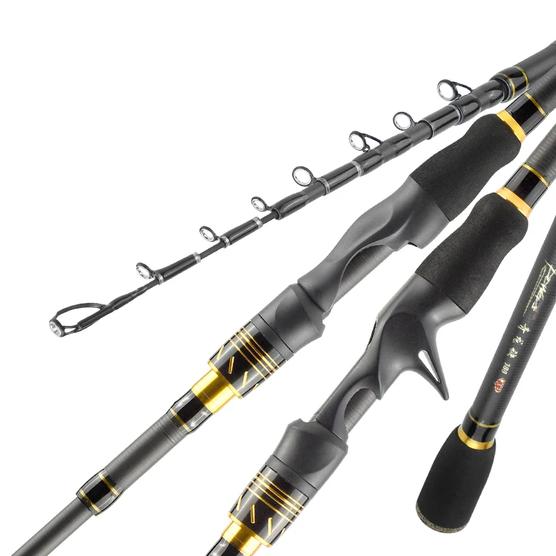 

Jetshark 1.8m/2.1m Black Carbon Rod Heavy Action Fishing Rod Lure Telescopic Rod