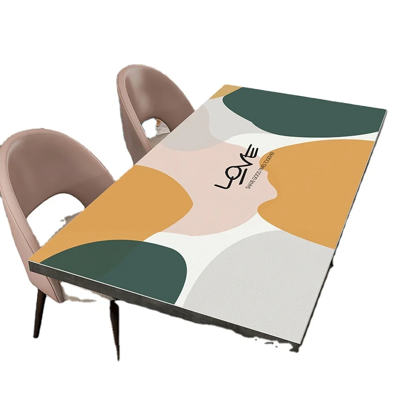 

PVC leather printing table cloth custom rectangle oval tablecloth waterproof dining table protector