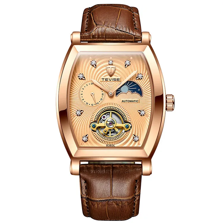 

High Quality Fashion Tourbillon Movement Men Waterproof Watch Self Wind Leather Automatic Mechanical Watches, Optional