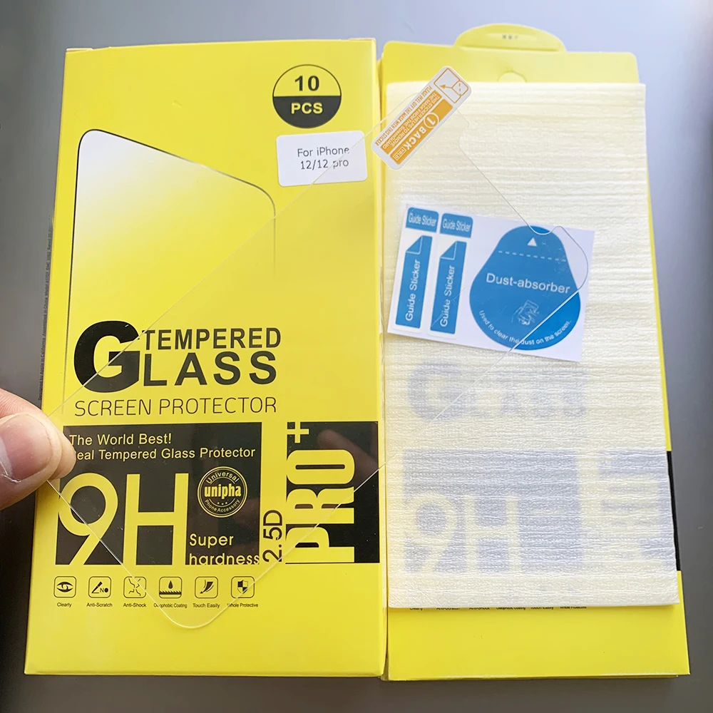

Factory 9h 2.5D transparent Tempered glass screen protector for Apple iphone 6 7 8 X XR XS max 11 12 pro max with retail packing