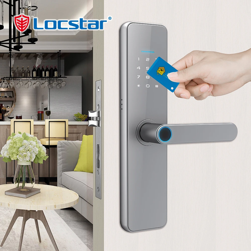 

Wifi Digit Electronic Digital Tuya Ttlock Electric Keys Fingerprint Handle Security Smart Door Lock With App