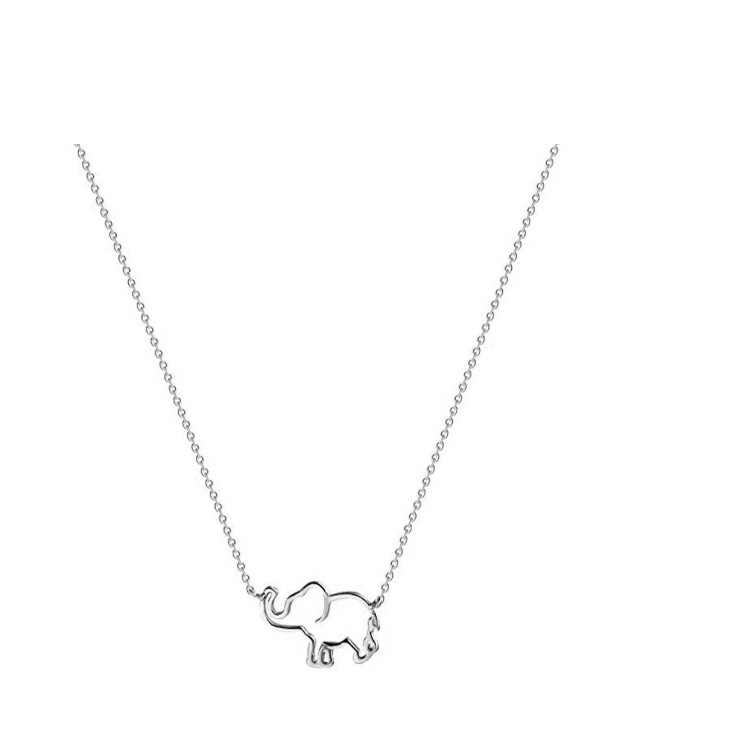 

Jachon Cute Animals Lucky Elephant Pendant Necklace Collarbone Chain Jewelry Copper Women Necklace, Rose gold,gold,silver