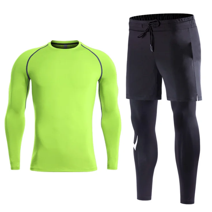 

hot sale long sleeve quick dry men gym set slim fit
