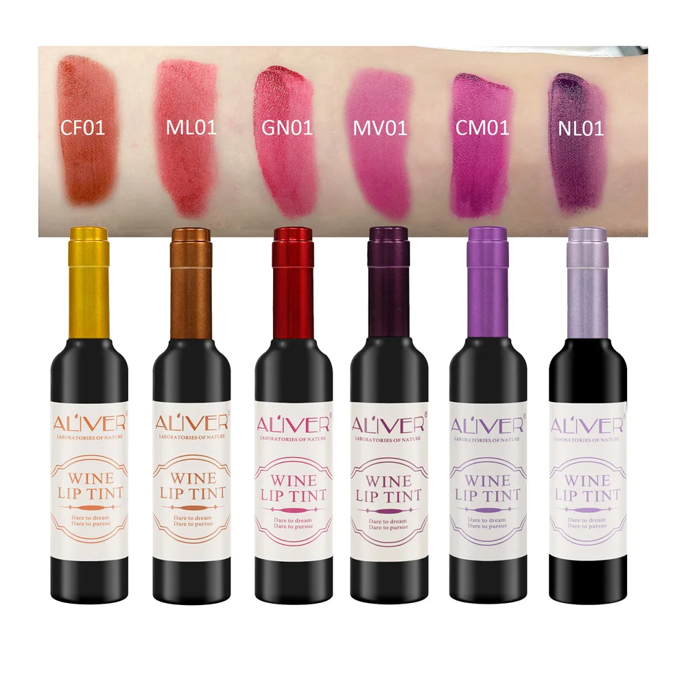 

Aliver Wine Lip Tint 6 Colors Lip Stain Long Lasting Waterproof Red Tinta Para Labios Lip Gloss Set Matte Lipstick For Women