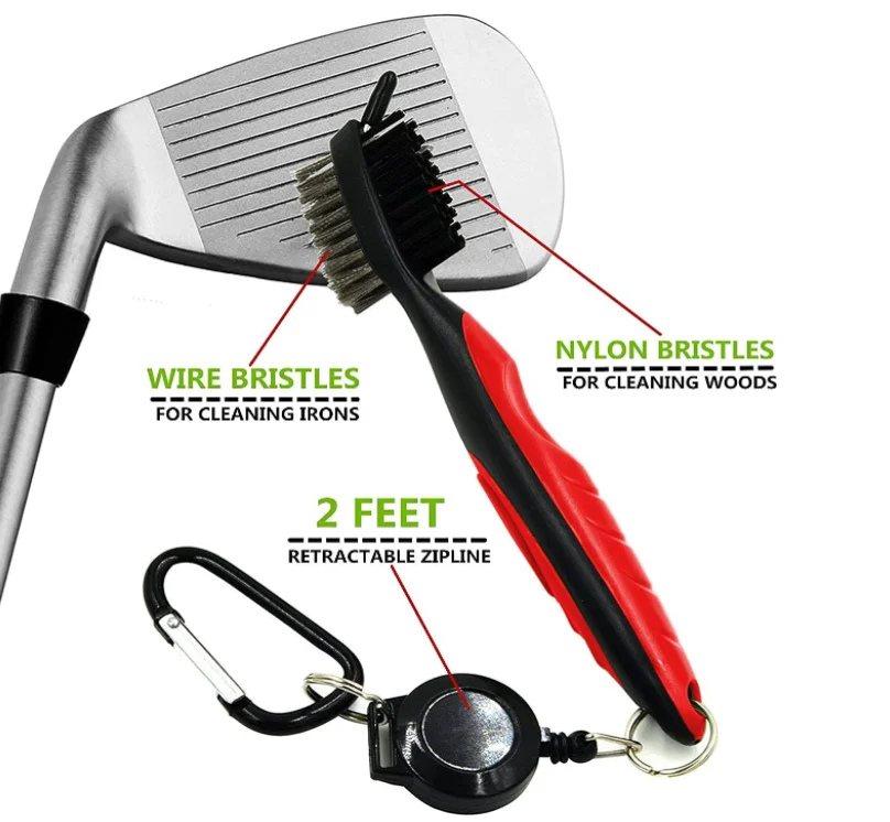 

Hot Sale Golf Club Brush with Retractable Zip-line and Aluminum Golf Club Brushes