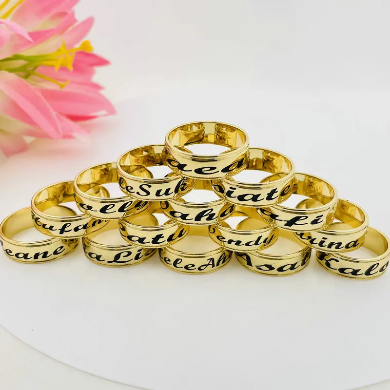 JX283 Personalized Name Ring Initial Letter DIY Gift Couple Wedding Engagement Jewelry Gold Hawaiian Jewelry Wholesale for Woman