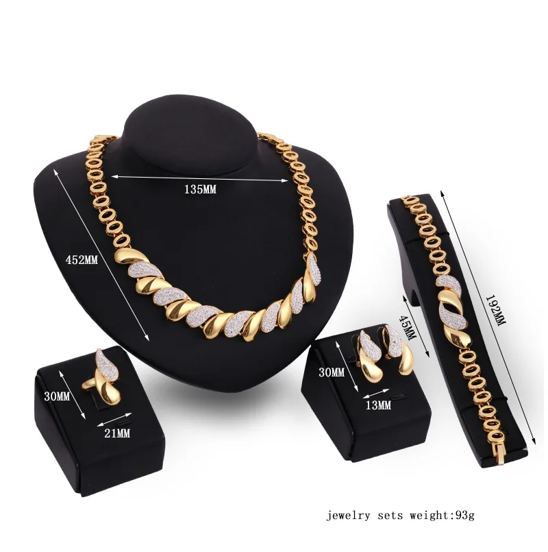 X4106 Jewelry Set Gold Plated Necklace Earrings Bracelet and Ring Four Pieces Jewelry Set Wholesale
