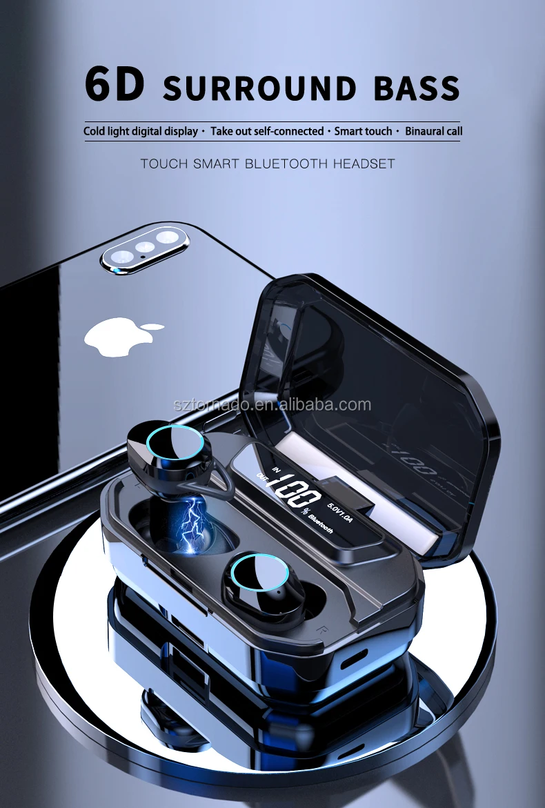 Tindeala 3300mAh Type-c PowerBank LED Display IPX7 Waterproof Touch In-Ear Earbuds TWS 5.0 Bluetooth Stereo Wireless Earphone - ANKUX.COM