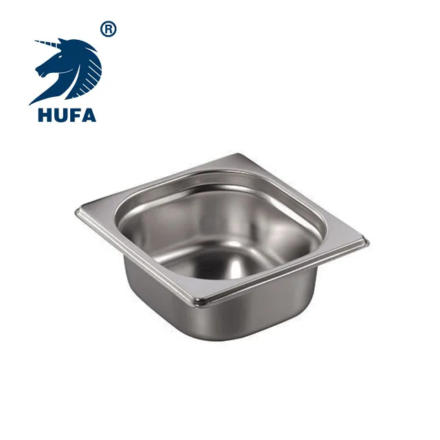 1/6 6.5cm Depth European Style High Quality Gastronorm Pan With Reinforced Edge 201 Stainless Steel Buffet Storage Container