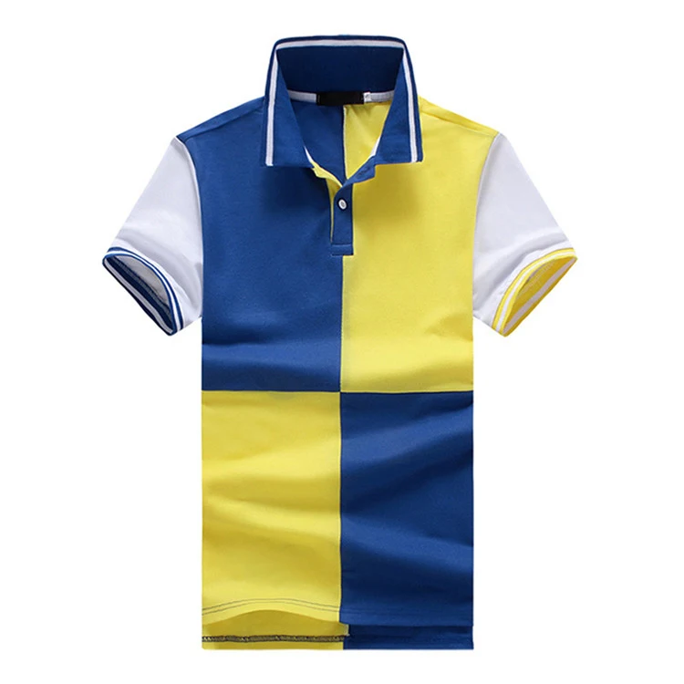 

2020 high quality yellow cotton checkered golf polo shirt