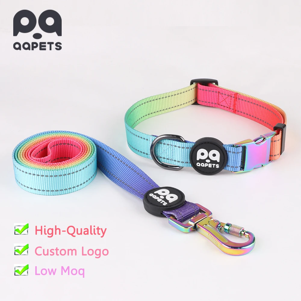 

2022 Reflective Pet Dog Collars Buckle Print Sublimation Personalized Custom Design Hardware Breakaway Gradient Dog Collar Leash