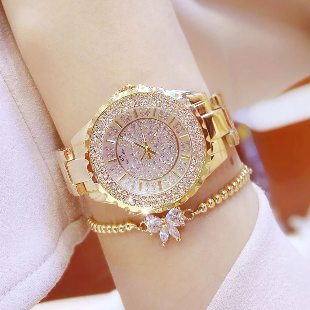 

Women Watch 2020 Luxury Diamond Ladies Gold Watches Stainless Steel Cover Clock Dress Watch women relogio feminino