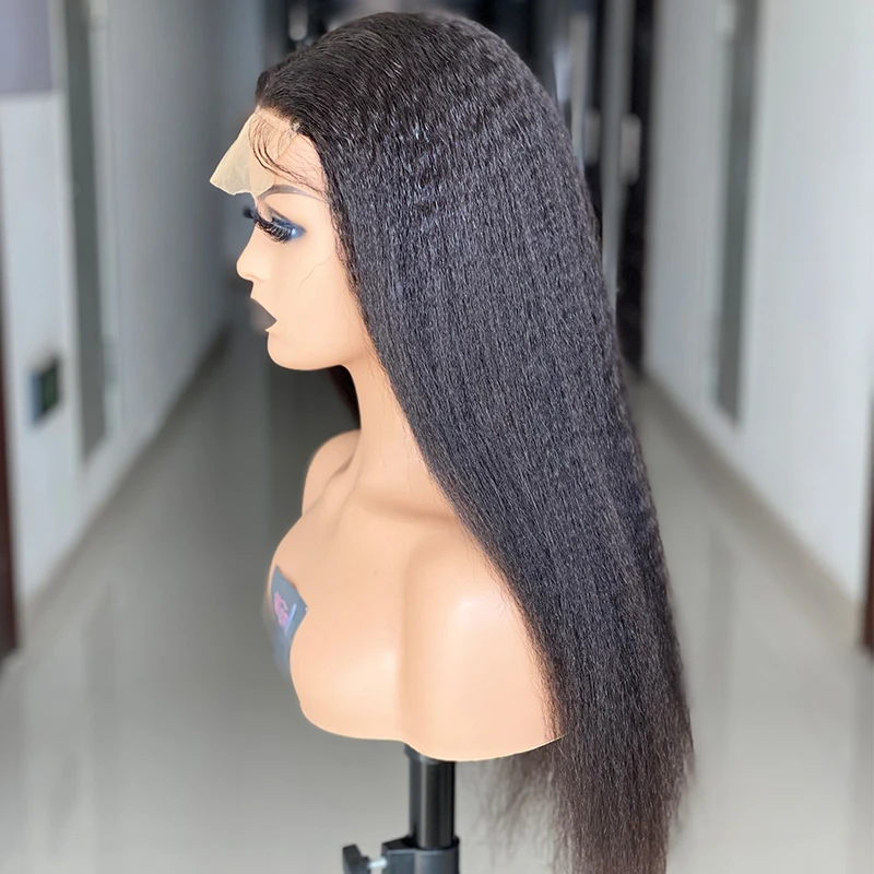 

Lace Front Short Brazilian kinky straight Wig Human Hair Wigs Pre Plucked 4X4 Lace Wigs For Black Women