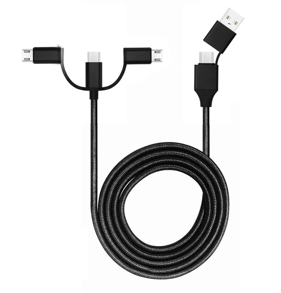 

Fabric 5 in 1 usb cable fast charging cable usb c, Black